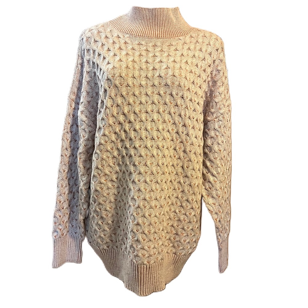 NWT Knox Rose salmon and cream textured long sleeve sweater XL